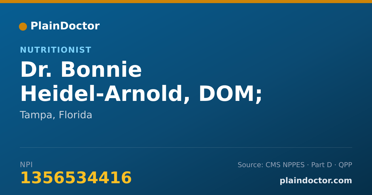 Shareable card for Bonnie Heidel-Arnold, DOM; L.AC; LMT - Nutritionist, Tampa, FL