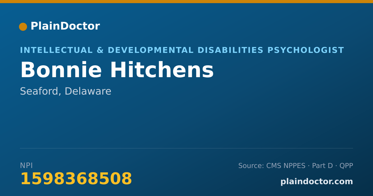 Shareable card for Bonnie Hitchens - Intellectual & Developmental Disabilities Psychologist, Seaford, DE