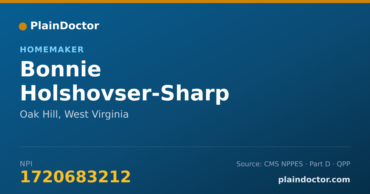 Shareable card for Bonnie Holshovser-Sharp - Homemaker, Oak Hill, WV