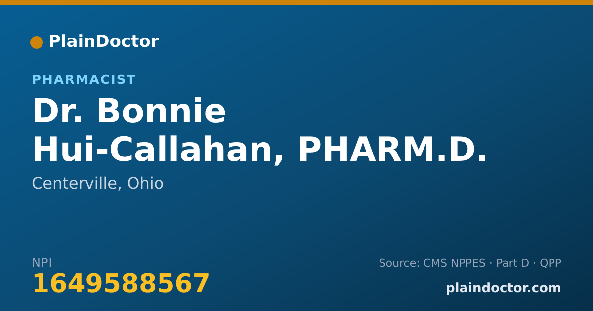 Shareable card for Bonnie Hui-Callahan, PHARM.D. - Pharmacist, Centerville, OH