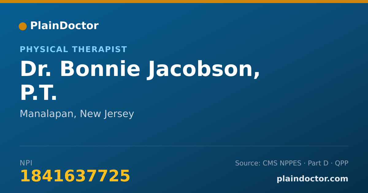 Shareable card for Bonnie Jacobson, P.T. - Physical Therapist, Manalapan, NJ