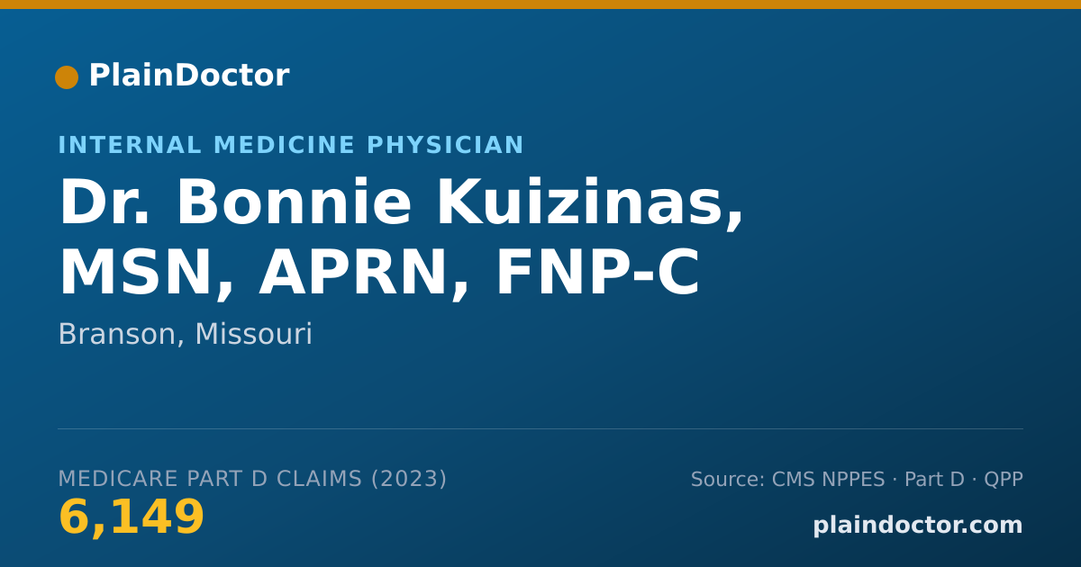 Shareable card for Bonnie Kuizinas, MSN, APRN, FNP-C - Internal Medicine Physician, Branson, MO