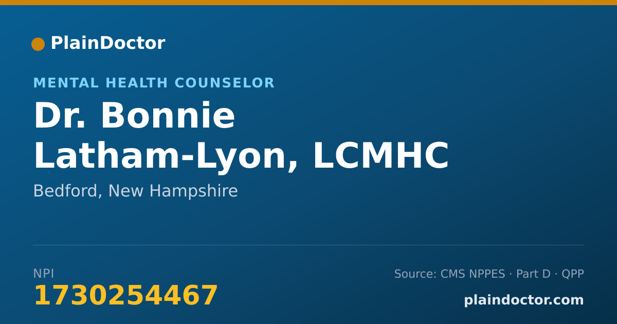 Shareable card for Bonnie Latham-Lyon, LCMHC - Mental Health Counselor, Bedford, NH