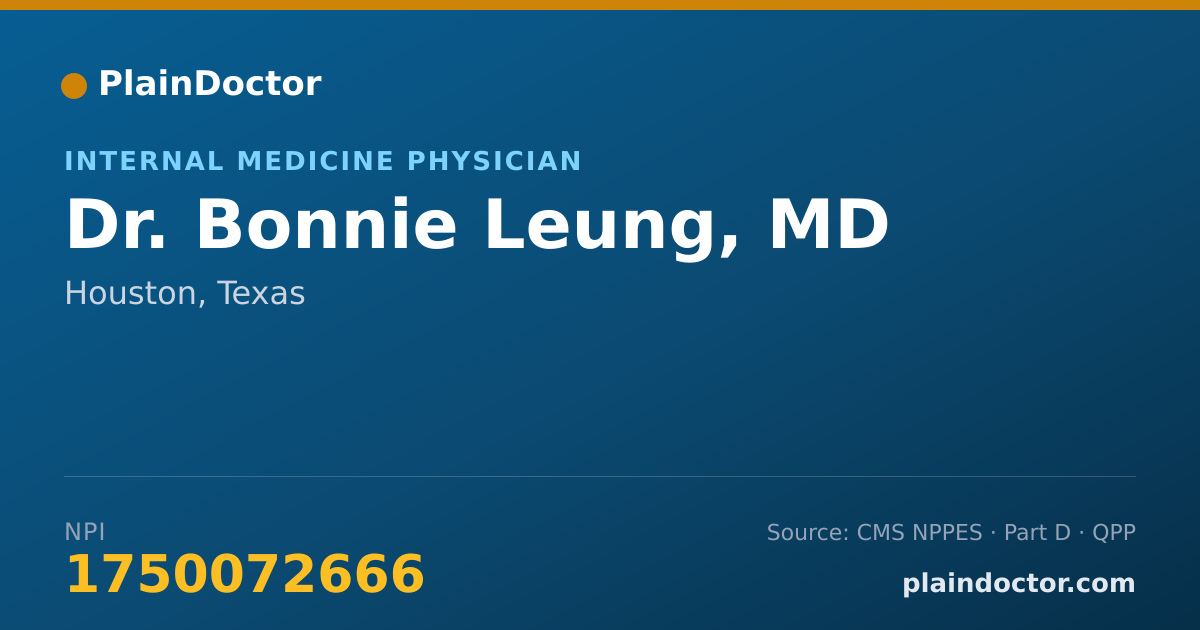 Shareable card for Bonnie Leung, MD - Internal Medicine Physician, Houston, TX