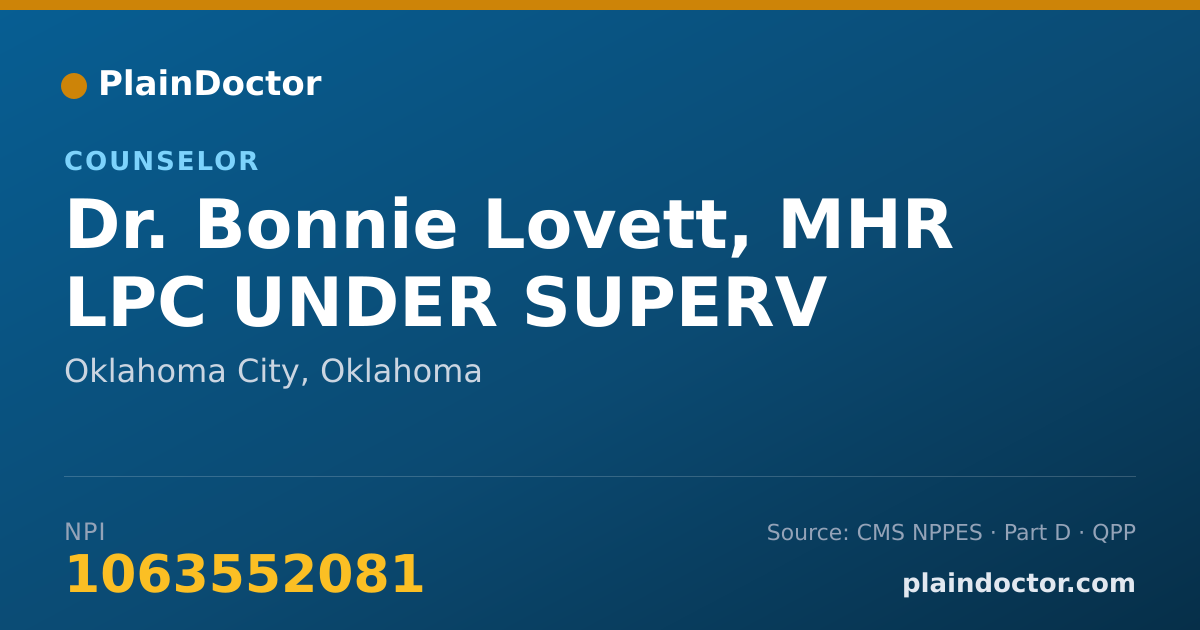 Shareable card for Bonnie Lovett, MHR LPC UNDER SUPERV - Counselor, Oklahoma City, OK