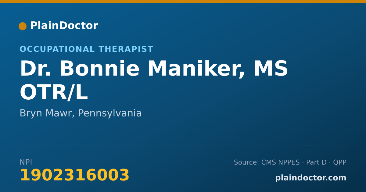 Shareable card for Bonnie Maniker, MS OTR/L - Occupational Therapist, Bryn Mawr, PA