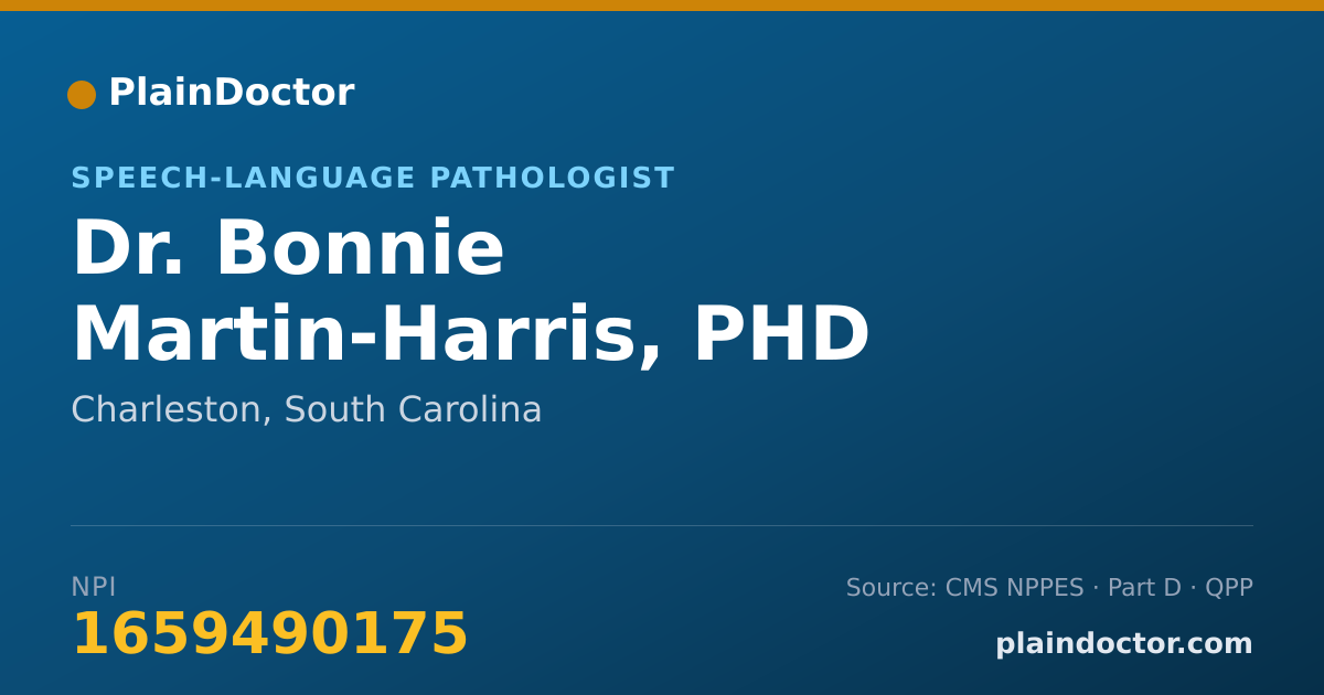 Shareable card for Bonnie Martin-Harris, PHD - Speech-Language Pathologist, Charleston, SC