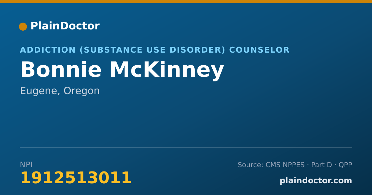 Shareable card for Bonnie McKinney - Addiction (Substance Use Disorder) Counselor, Eugene, OR