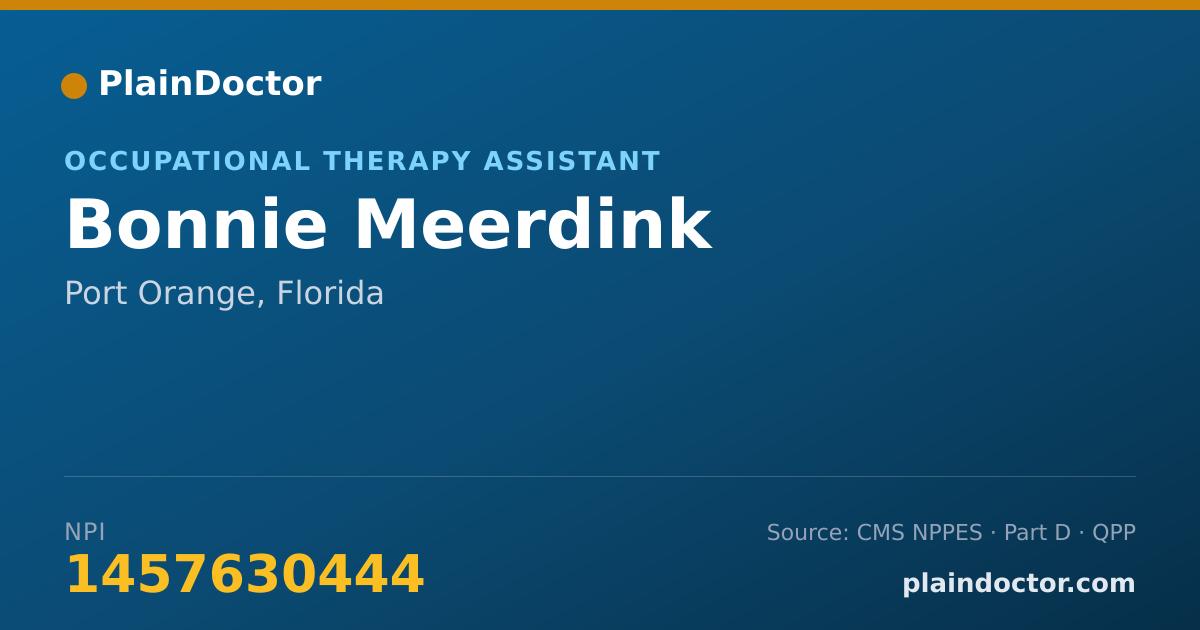 Shareable card for Bonnie Meerdink - Occupational Therapy Assistant, Port Orange, FL