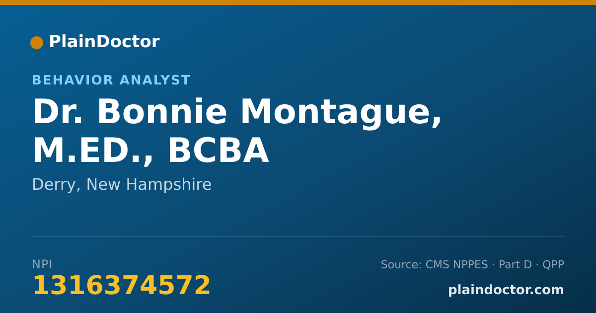 Shareable card for Bonnie Montague, M.ED., BCBA - Behavior Analyst, Derry, NH