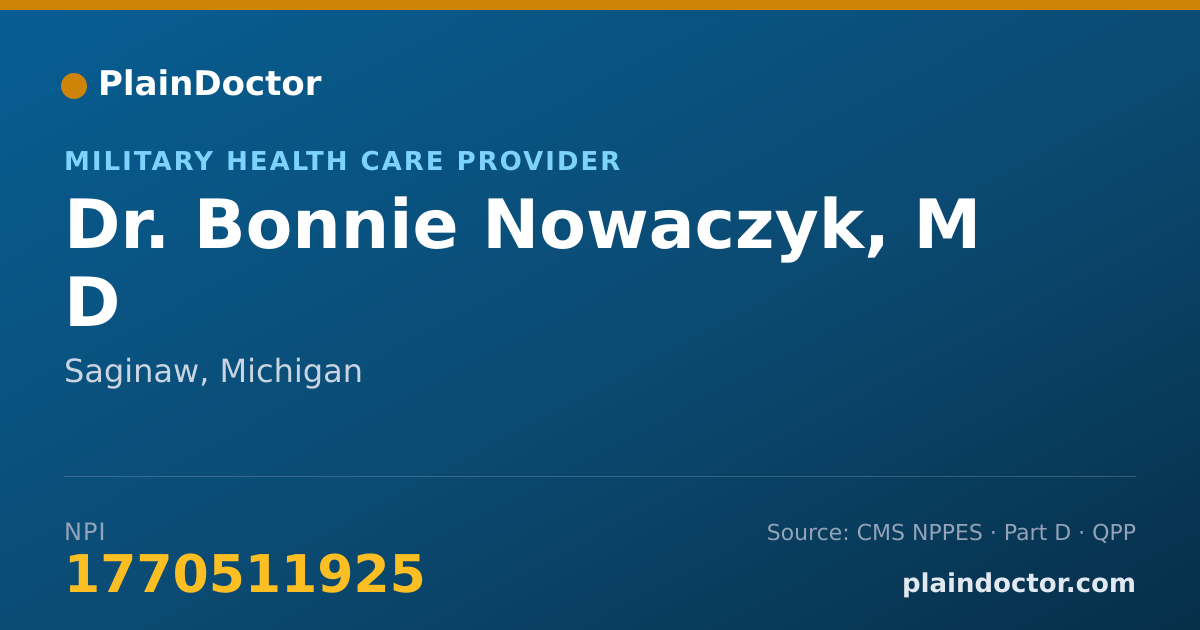 Shareable card for Bonnie Nowaczyk, M D - Military Health Care Provider, Saginaw, MI
