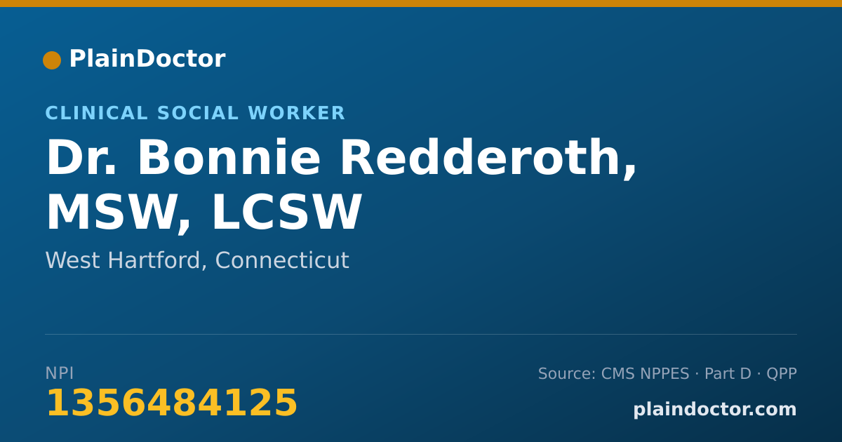 Shareable card for Bonnie Redderoth, MSW, LCSW - Clinical Social Worker, West Hartford, CT