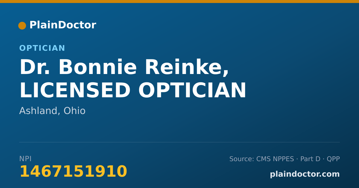 Shareable card for Bonnie Reinke, LICENSED OPTICIAN - Optician, Ashland, OH