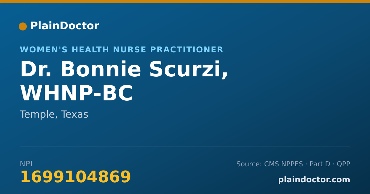 Shareable card for Bonnie Scurzi, WHNP-BC - Women's Health Nurse Practitioner, Temple, TX