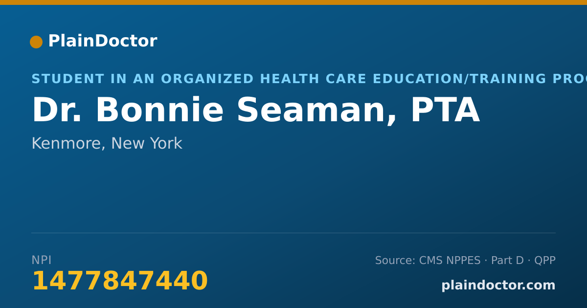Shareable card for Bonnie Seaman, PTA - Student in an Organized Health Care Education/Training Program, Kenmore, NY