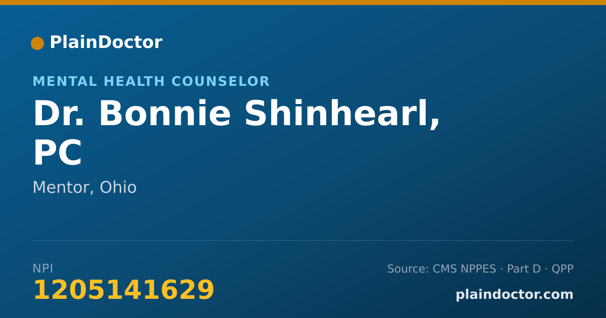 Shareable card for Bonnie Shinhearl, PC - Mental Health Counselor, Mentor, OH