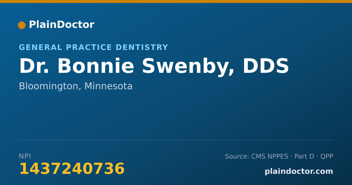 Shareable card for Bonnie Swenby, DDS - General Practice Dentistry, Bloomington, MN