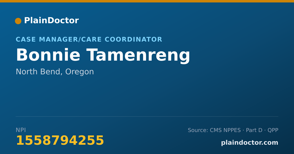 Shareable card for Bonnie Tamenreng - Case Manager/Care Coordinator, North Bend, OR