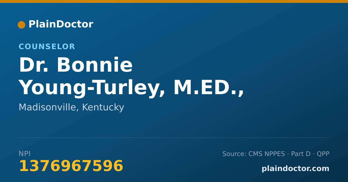 Shareable card for Bonnie Young-Turley, M.ED., LPCA - Counselor, Madisonville, KY