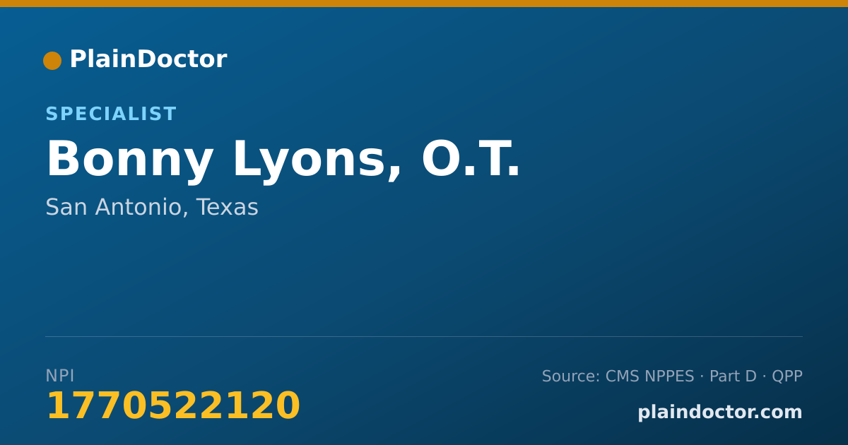 Shareable card for Bonny Lyons, O.T. - Specialist, San Antonio, TX