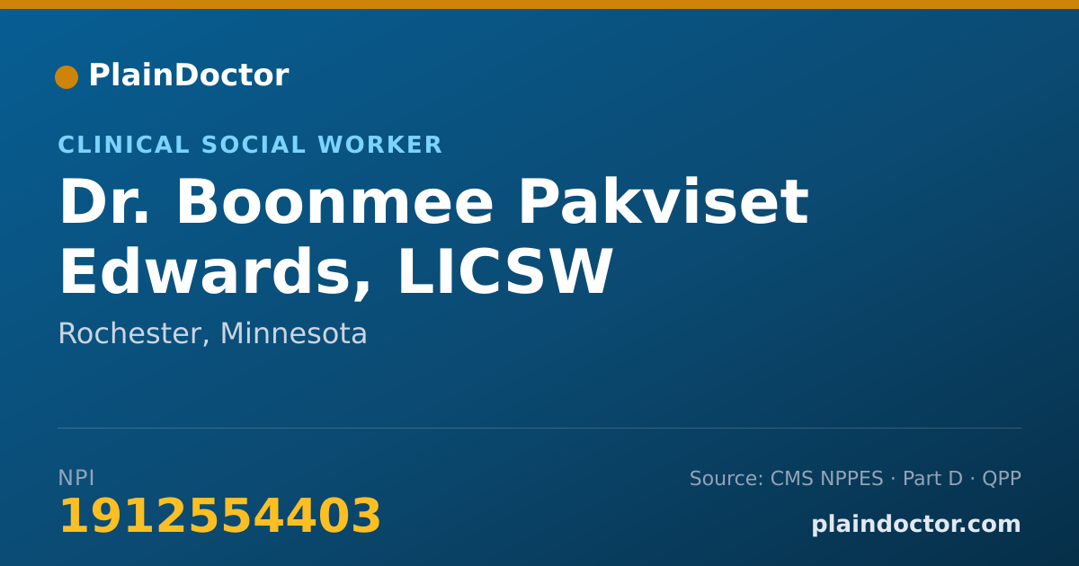 Shareable card for Boonmee Pakviset Edwards, LICSW - Clinical Social Worker, Rochester, MN