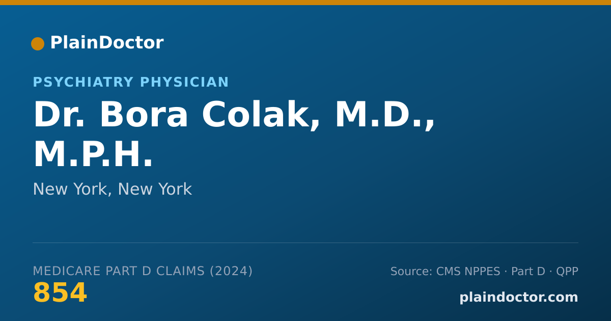 Shareable card for Bora Colak, M.D., M.P.H. - Child & Adolescent Psychiatry Physician, New York, NY