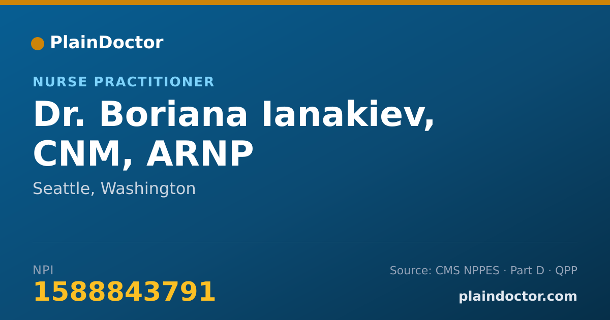 Shareable card for Boriana Ianakiev, CNM, ARNP - Nurse Practitioner, Seattle, WA
