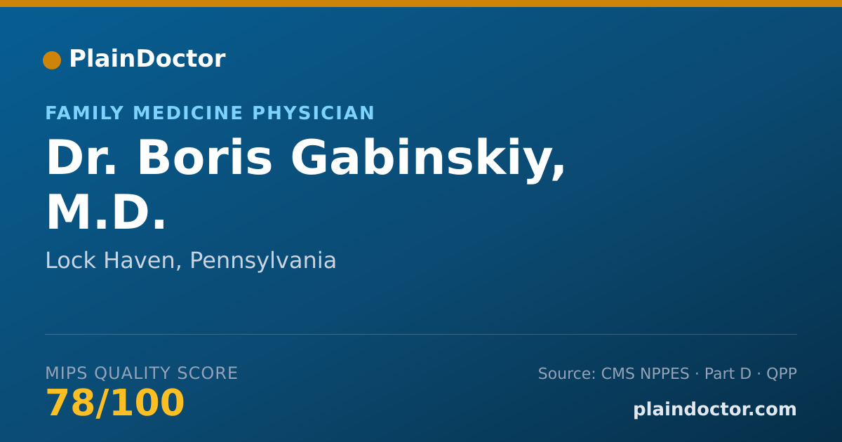 Shareable card for Boris Gabinskiy, M.D. - Family Medicine Physician, Lock Haven, PA