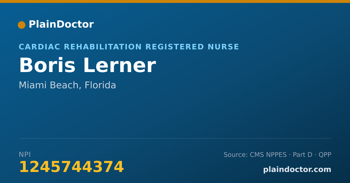 Shareable card for Boris Lerner - Cardiac Rehabilitation Registered Nurse, Miami Beach, FL