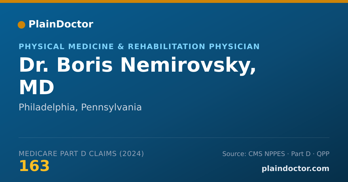 Shareable card for Boris Nemirovsky, MD - Physical Medicine & Rehabilitation Physician, Philadelphia, PA
