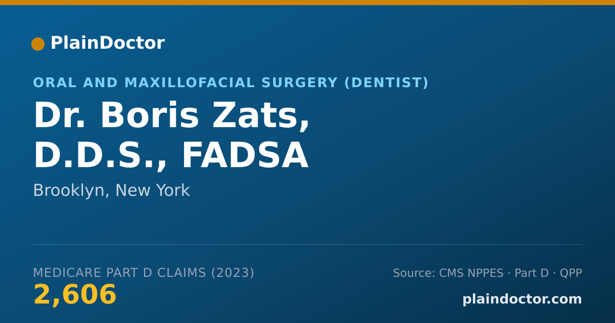 Shareable card for Boris Zats, D.D.S., FADSA - Oral and Maxillofacial Surgery (Dentist), Brooklyn, NY