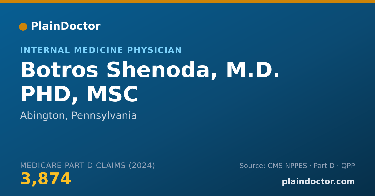 Shareable card for Botros Shenoda, M.D. PHD, MSC - Internal Medicine Physician, Abington, PA
