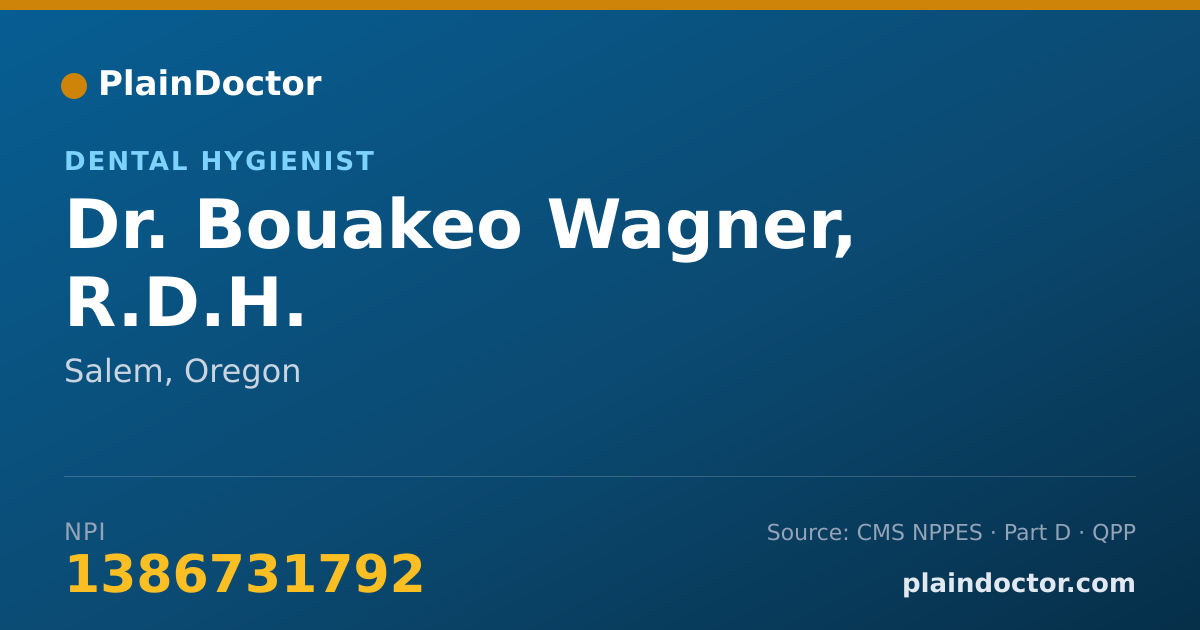 Shareable card for Bouakeo Wagner, R.D.H. - Dental Hygienist, Salem, OR