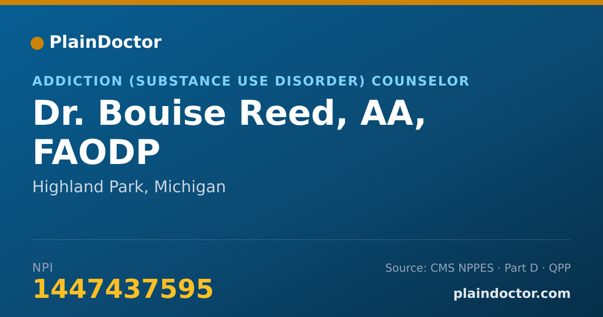 Shareable card for Bouise Reed, AA, FAODP - Addiction (Substance Use Disorder) Counselor, Highland Park, MI