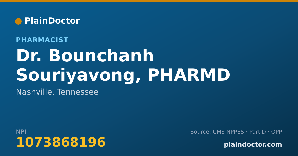 Shareable card for Bounchanh Souriyavong, PHARMD - Pharmacist, Nashville, TN