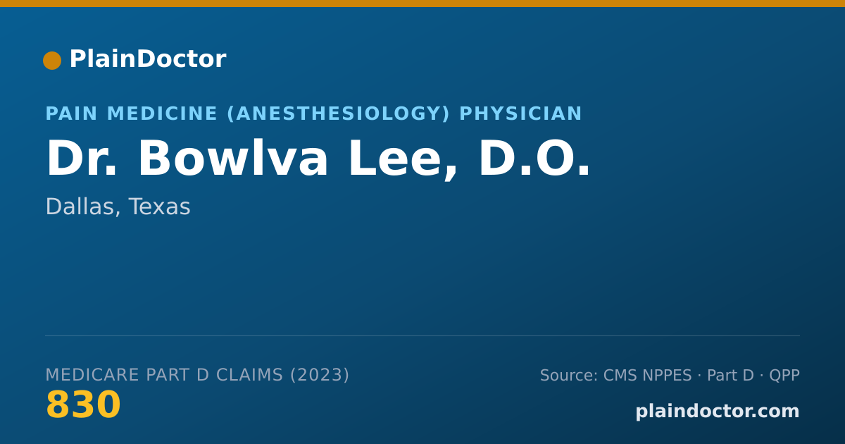 Shareable card for Bowlva Lee, D.O. - Pain Medicine (Anesthesiology) Physician, Dallas, TX
