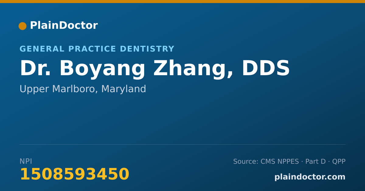 Shareable card for Boyang Zhang, DDS - General Practice Dentistry, Upper Marlboro, MD