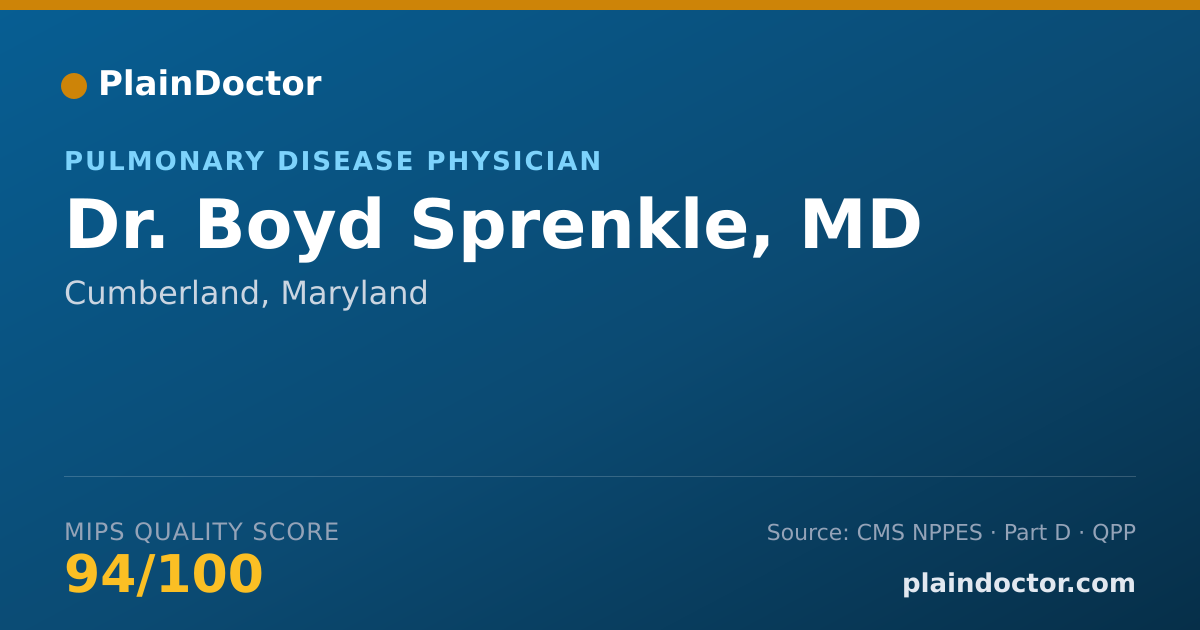 Shareable card for Boyd Sprenkle, MD - Pulmonary Disease Physician, Cumberland, MD
