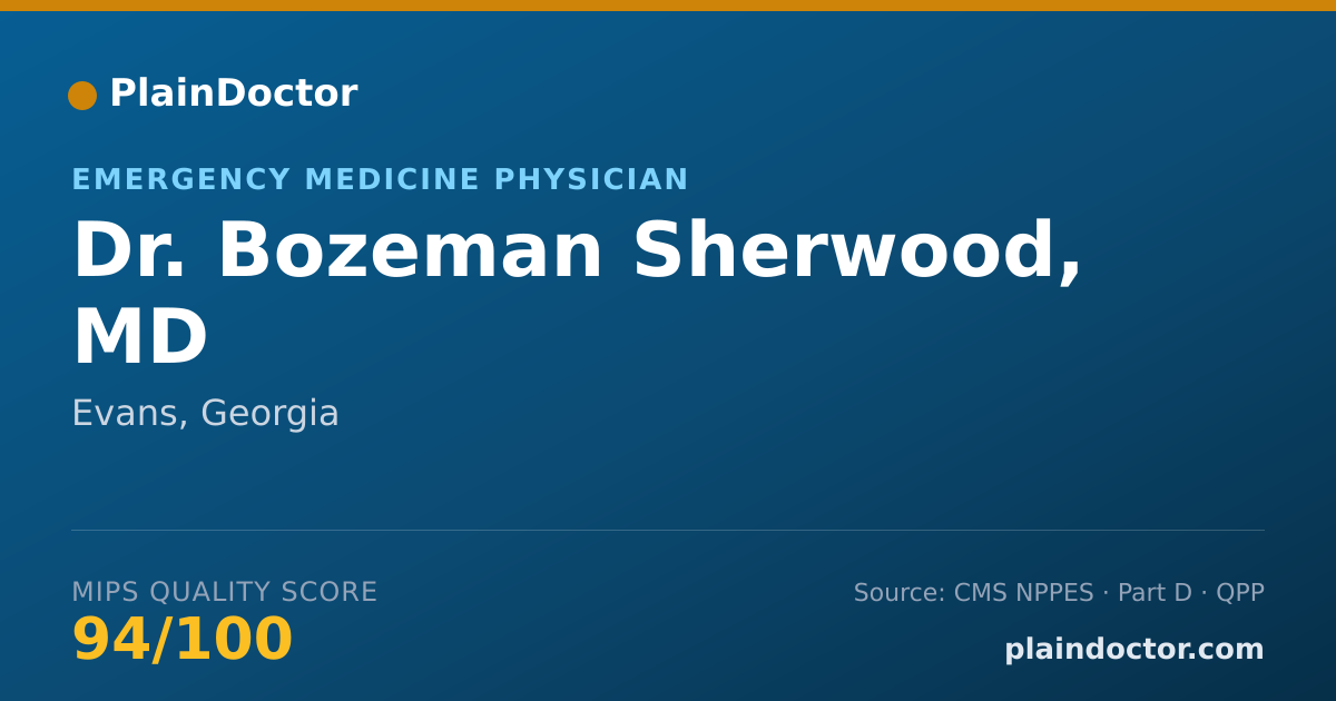 Shareable card for Bozeman Sherwood, MD - Emergency Medicine Physician, Evans, GA