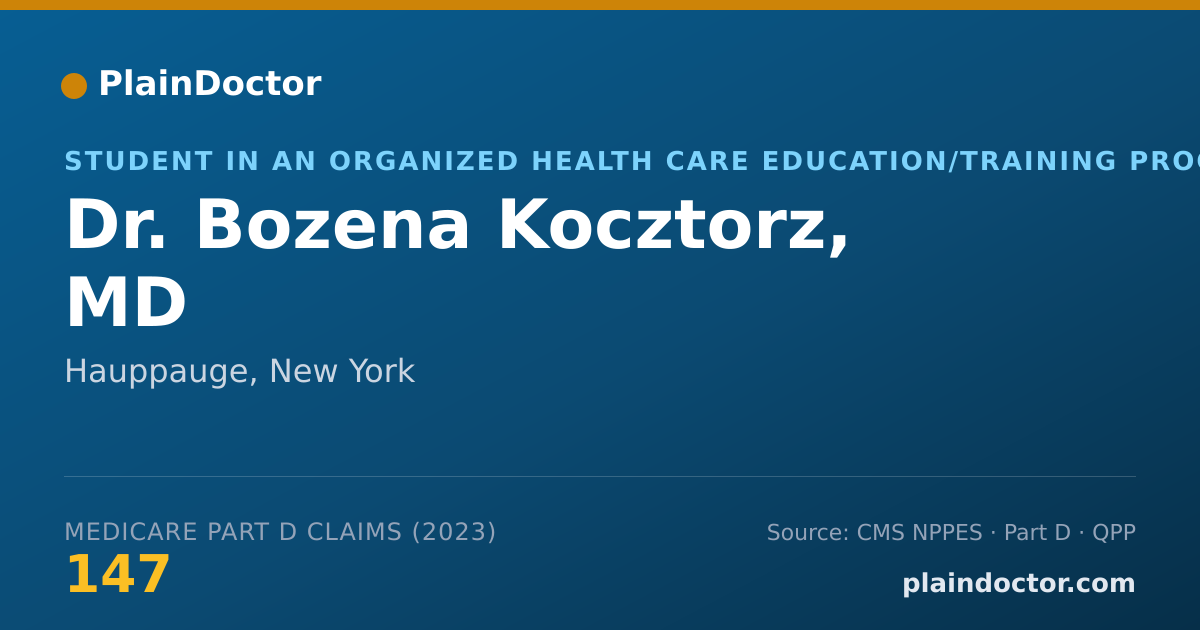 Shareable card for Bozena Kocztorz, MD - Student in an Organized Health Care Education/Training Program, Hauppauge, NY