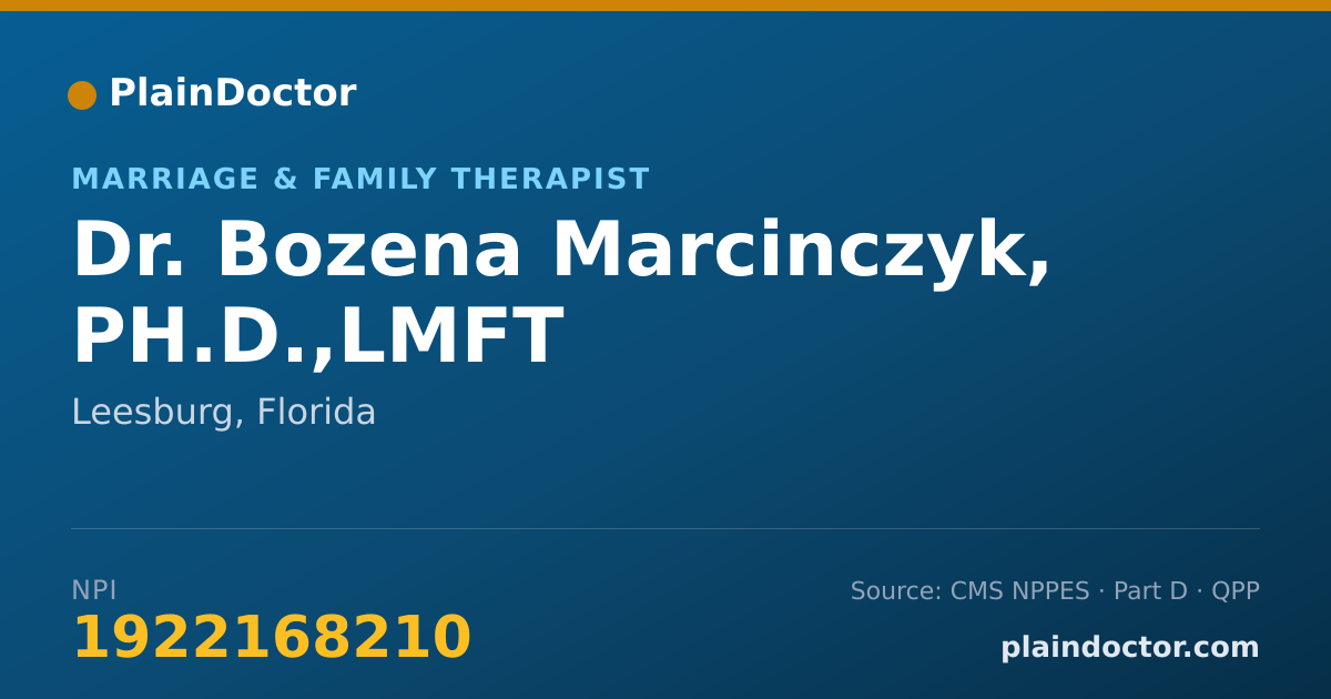 Shareable card for Bozena Marcinczyk, PH.D.,LMFT - Marriage & Family Therapist, Leesburg, FL
