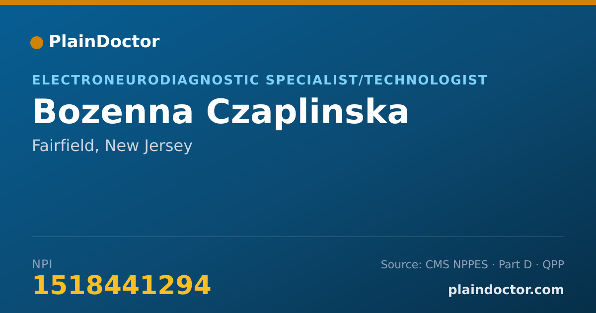 Shareable card for Bozenna Czaplinska - Electroneurodiagnostic Specialist/Technologist, Fairfield, NJ