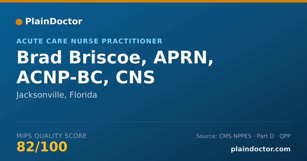 Shareable card for Brad Briscoe, APRN, ACNP-BC, CNS - Acute Care Nurse Practitioner, Jacksonville, FL