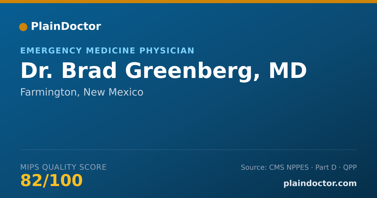 Shareable card for Brad Greenberg, MD - Emergency Medicine Physician, Farmington, NM