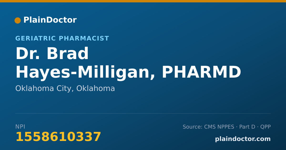 Shareable card for Brad Hayes-Milligan, PHARMD - Geriatric Pharmacist, Oklahoma City, OK