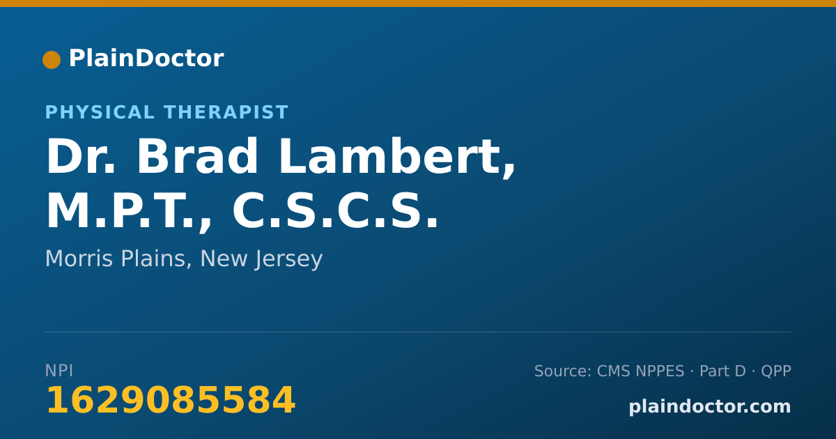 Shareable card for Brad Lambert, M.P.T., C.S.C.S. - Physical Therapist, Morris Plains, NJ