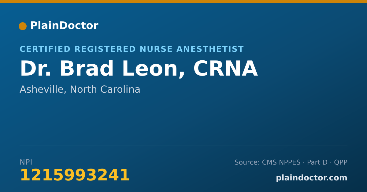 Shareable card for Brad Leon, CRNA - Certified Registered Nurse Anesthetist, Asheville, NC