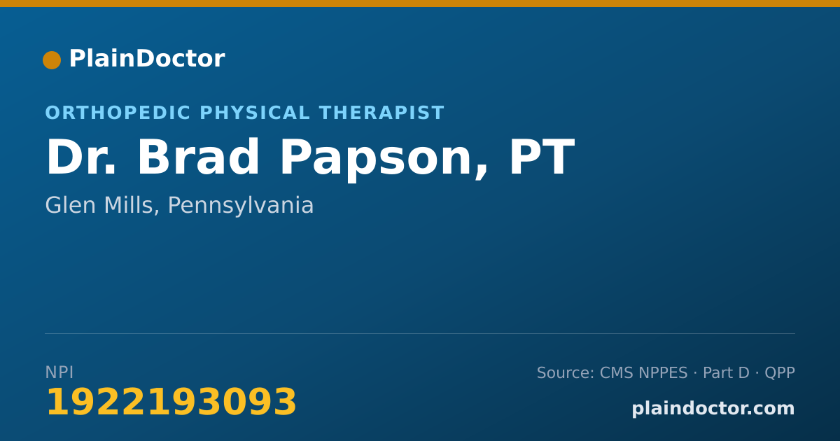Shareable card for Brad Papson, PT - Orthopedic Physical Therapist, Glen Mills, PA