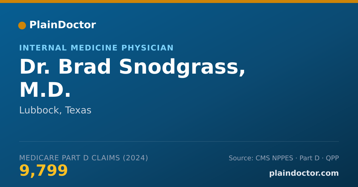 Shareable card for Brad Snodgrass, M.D. - Internal Medicine Physician, Lubbock, TX