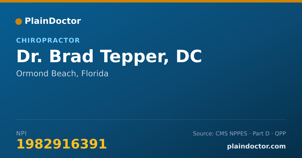 Shareable card for Brad Tepper, DC - Chiropractor, Ormond Beach, FL
